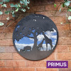 No.PM5060 Black Metal Round African Wildlife Silhouette Wall Mirror